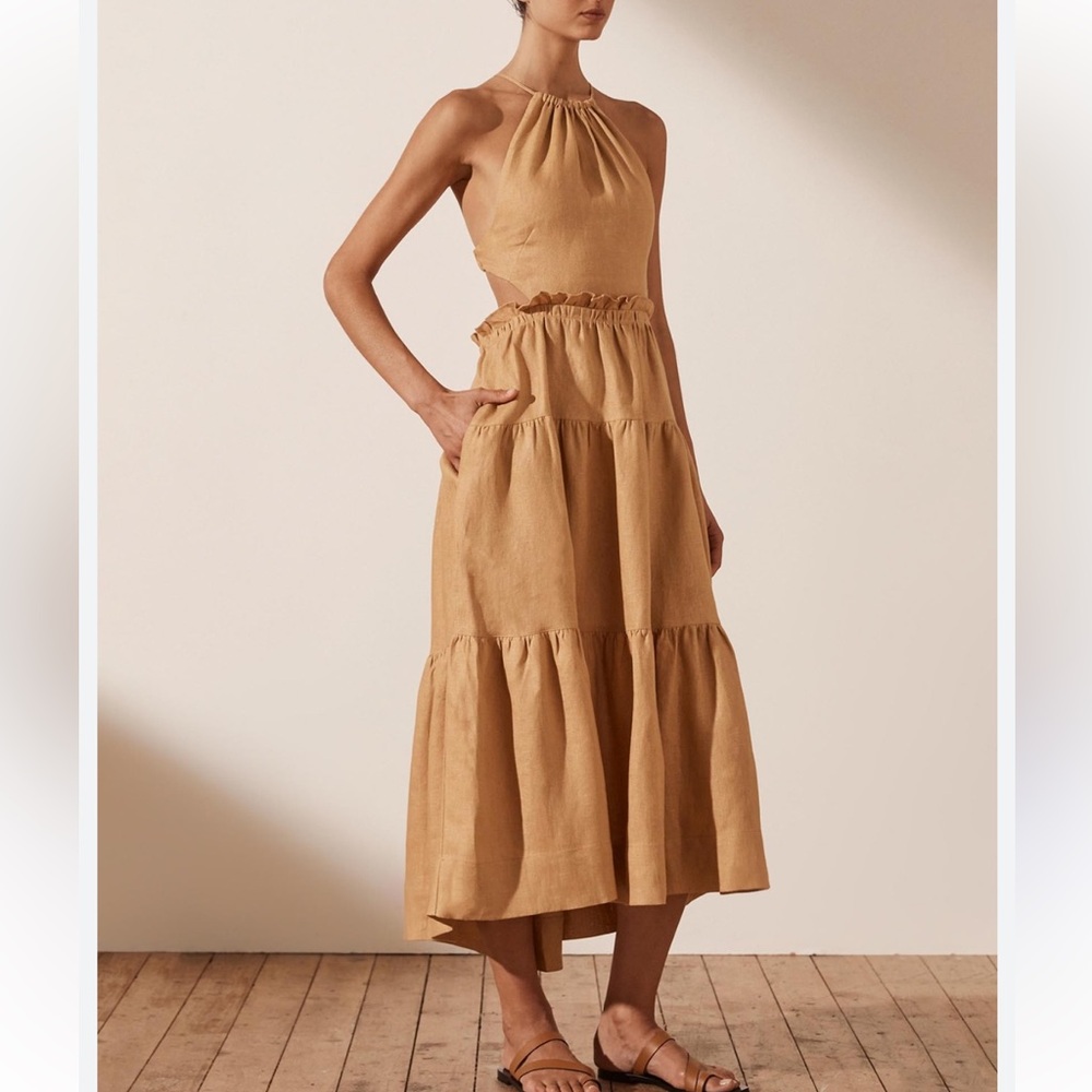 Shona Joy Tan Midi Dress